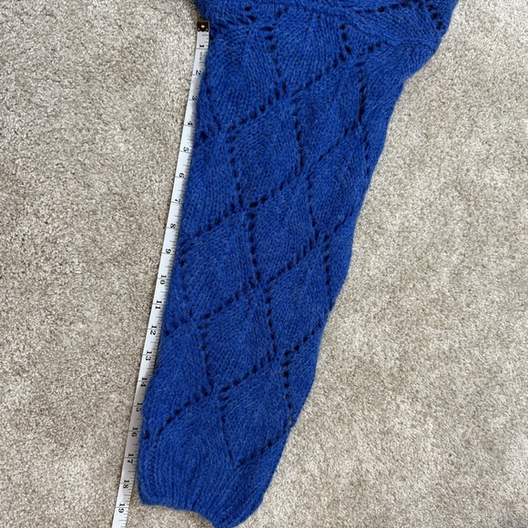 Moon River Anthropologie Electric Blue Chunky Open Knit Sweater Size Large Indie - Picture 10 of 10